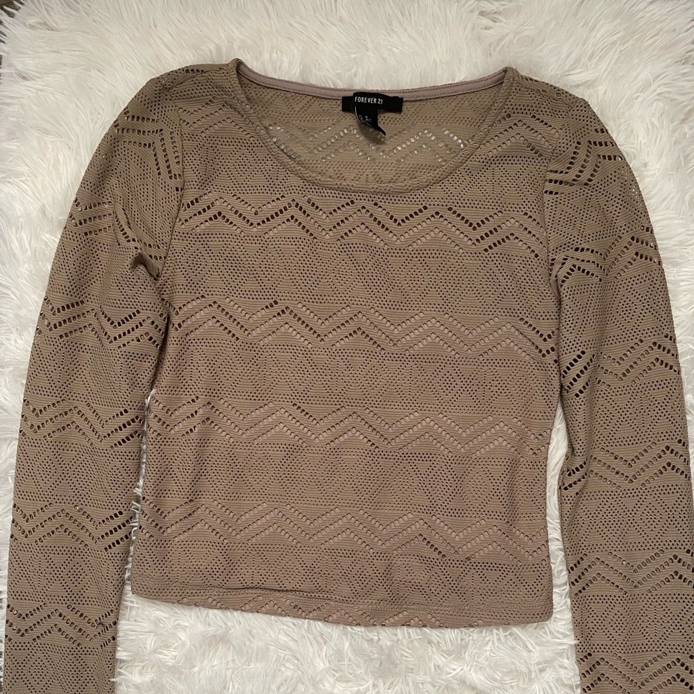 Long sleeve see-through crop top